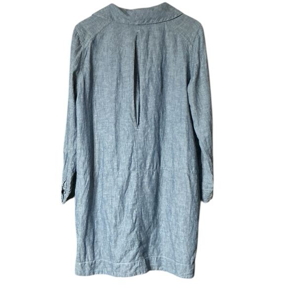 Free People Done Up In Denim Chambray Linen Blend Shirt Dress - Picture 4 of 10